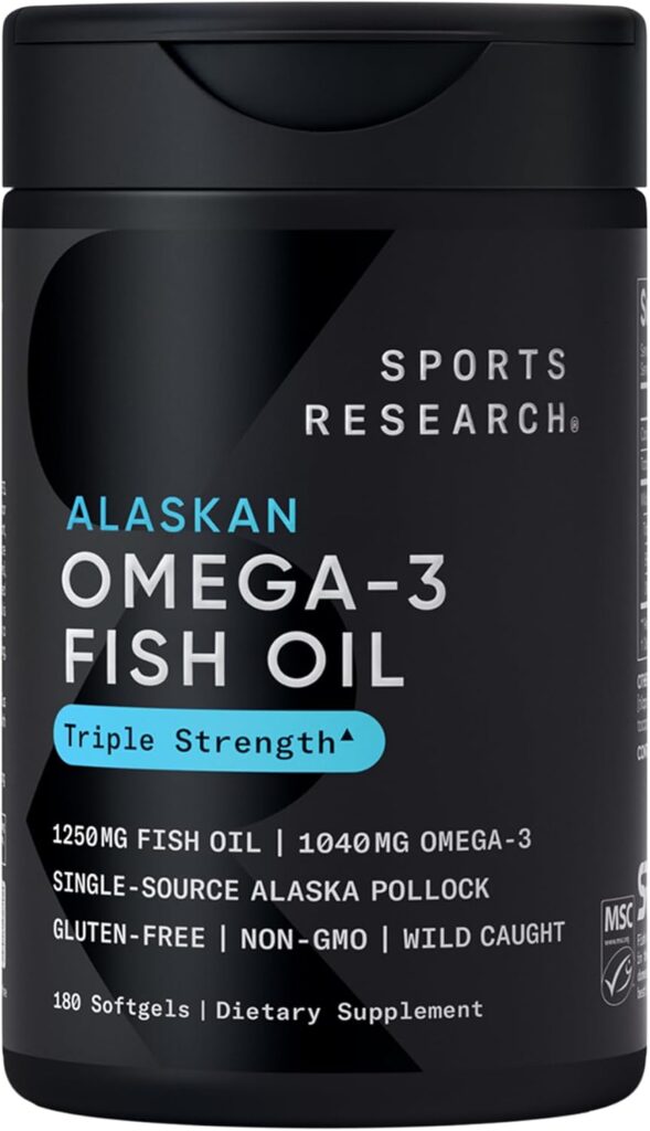 Top rated Natural Supplements: Propolis, Royal Jelly, Omega-3, and Prebiotics Sports Research Triple Strength Omega 3 Fish Oil - Burpless Fish Oil Supplement w/EPA & DHA Fatty Acids from Single-Source Wild Alaskan Pollock - 1250 mg, 180 ct