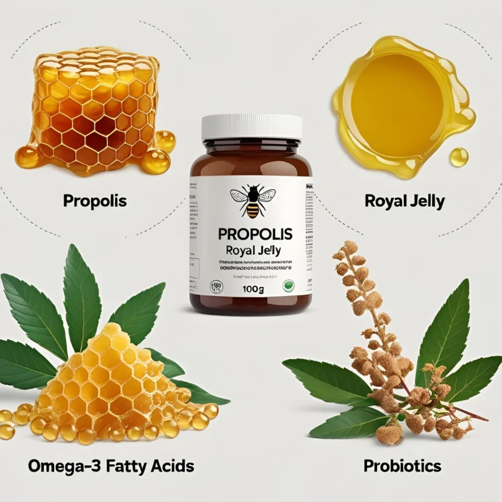 Top rated Natural Supplements: Propolis, Royal Jelly, Omega-3, and Prebiotics