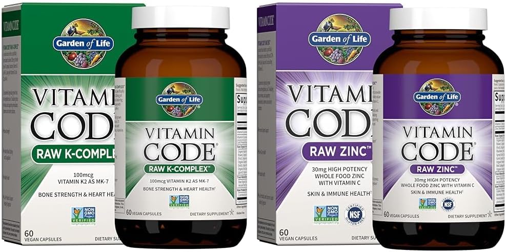 Top Trending Immune-Boosting Supplements on Amazon in 2025
Garden of Life Vitamin K2, K1, Zinc & Vitamin C - Vegan Vitamin Complex for Bone, Heart, Immune Support & Healthy Digestion