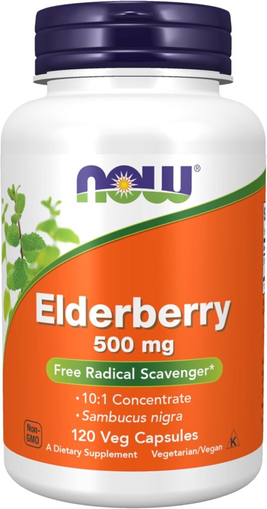 Top Trending Immune-Boosting Supplements on Amazon in 2025 NOW Foods Supplements, Elderberry (Sambucus nigra)500 mg, 10:1 Concentrate, 120 Veg Capsules